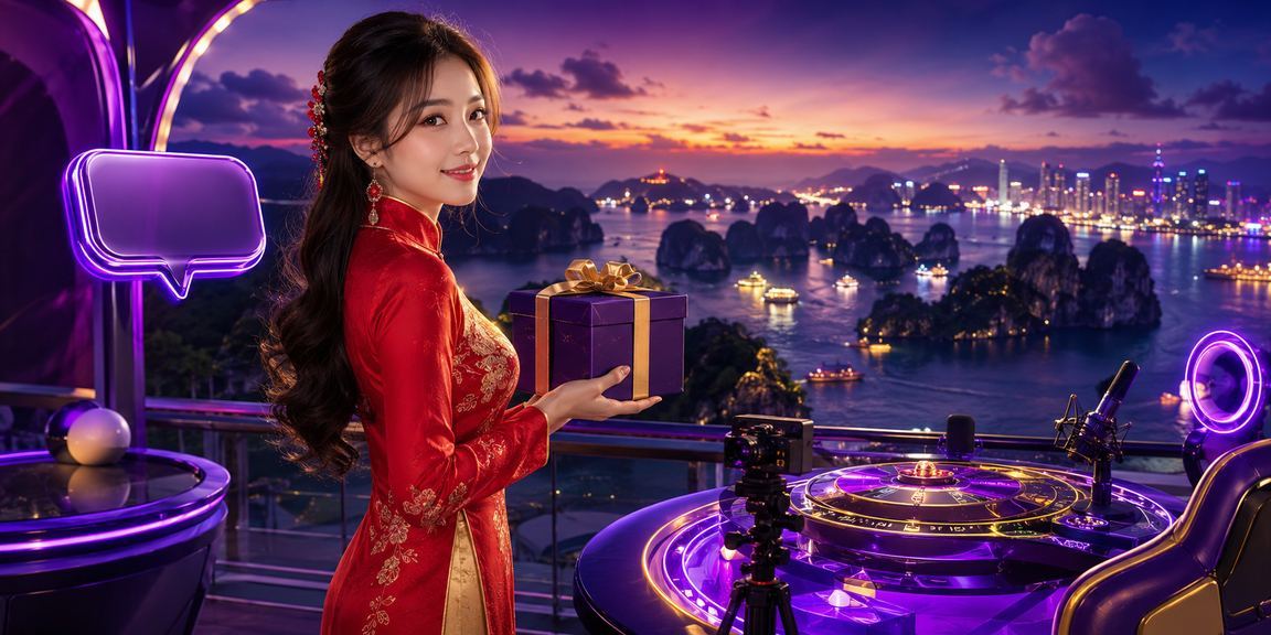 Du khách trải nghiệm trò chơi trực tuyến trên điện thoại với phông nền vịnh Hạ Long tuyệt đẹp