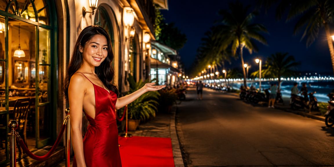 Du khách tại Mũi Né thư giãn với cà phê trong khi kiểm tra kèo thể thao trên điện thoại