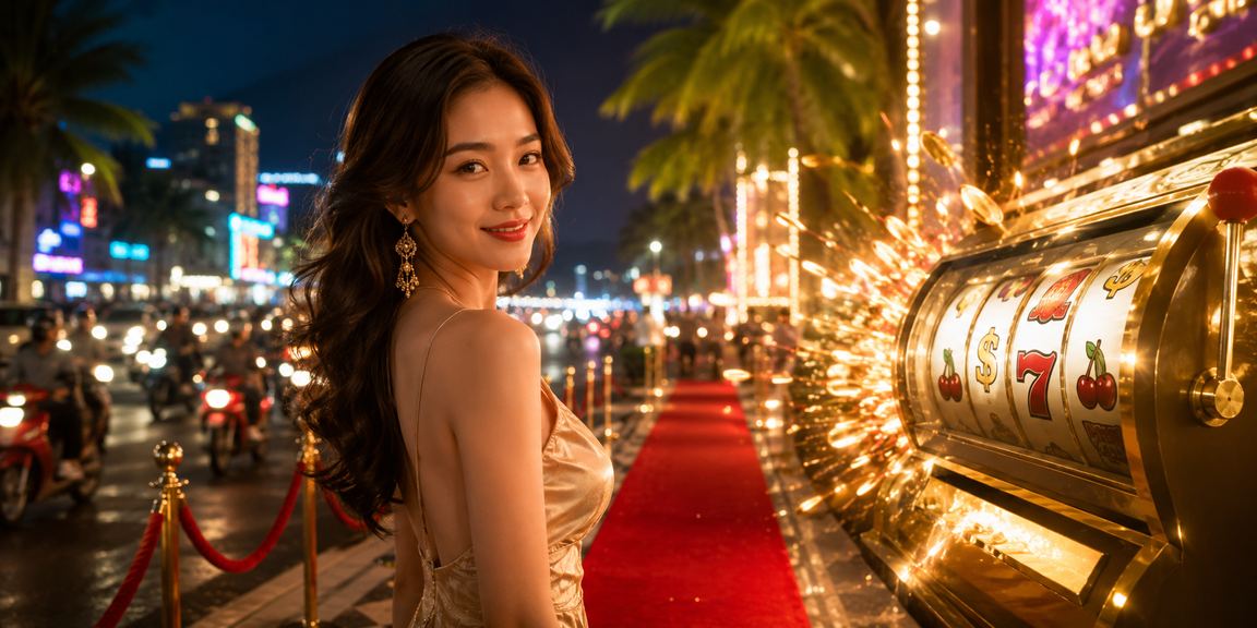 Người chơi slot game tại chợ đêm Nha Trang trên điện thoại di động
