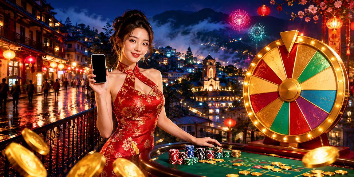 Không gian casino hiện đại tại Việt Nam với ánh đèn sôi động và bàn chơi live dealer